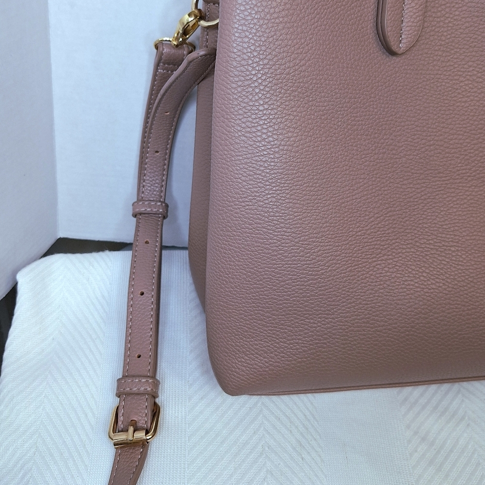 Miztique Vegan Leather Tote Bag Satchel Crossbody 3 Compartment Pink Blush Gold - Picture 4 of 16